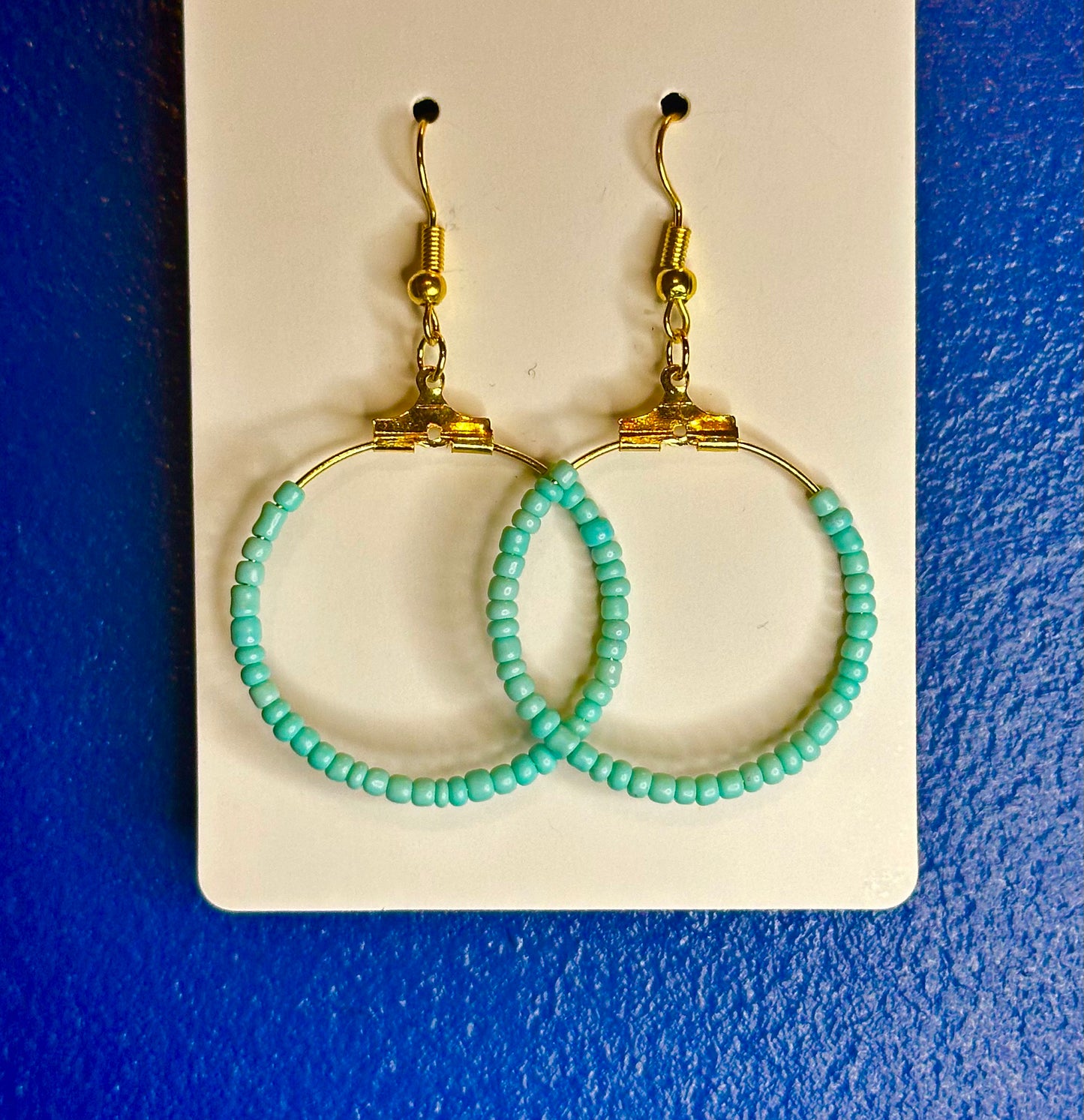 Gold Circle Dangle with Mint Green Beads