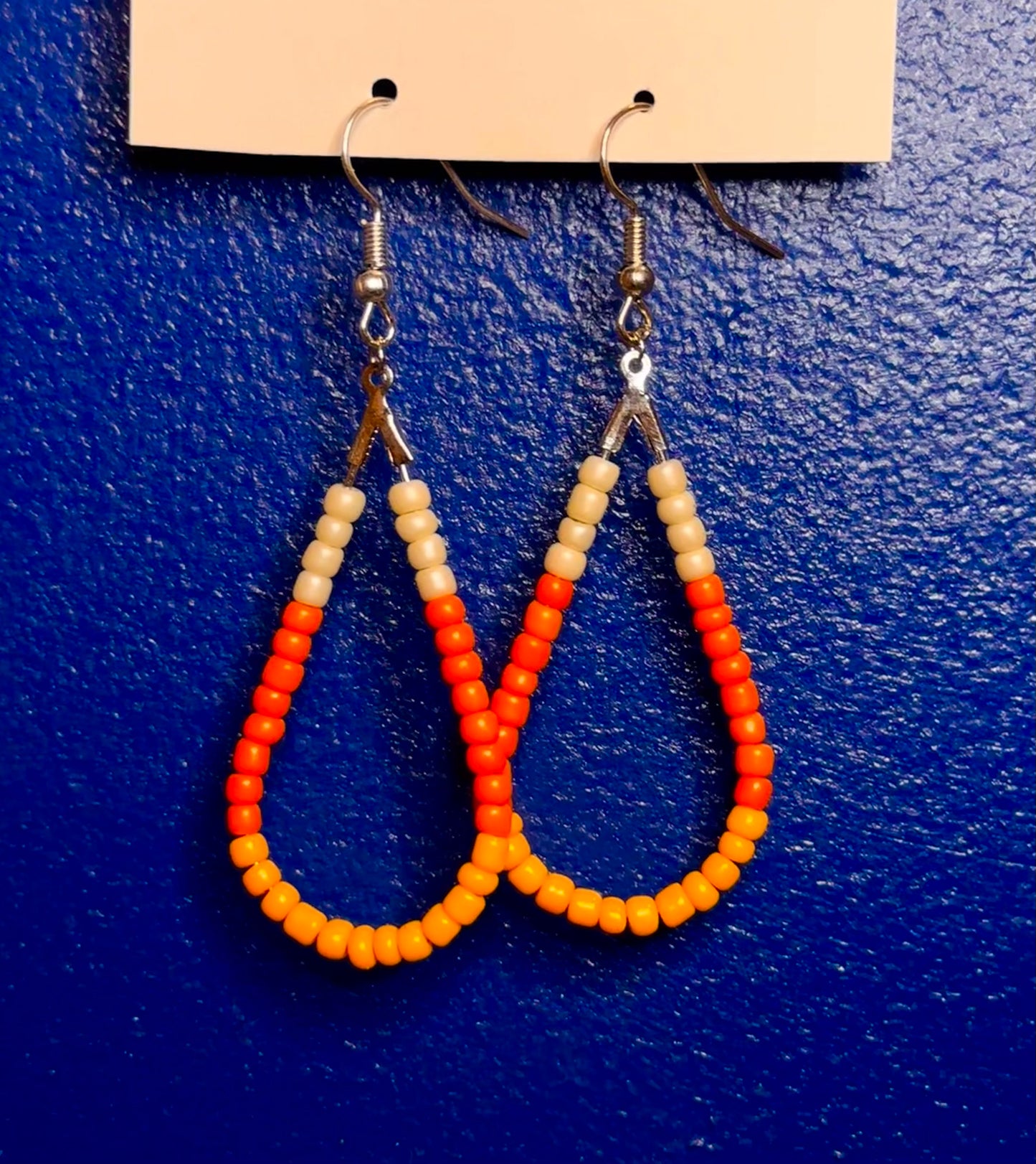Silver Teardrop Dangle with Candy-Corn Themed Beads