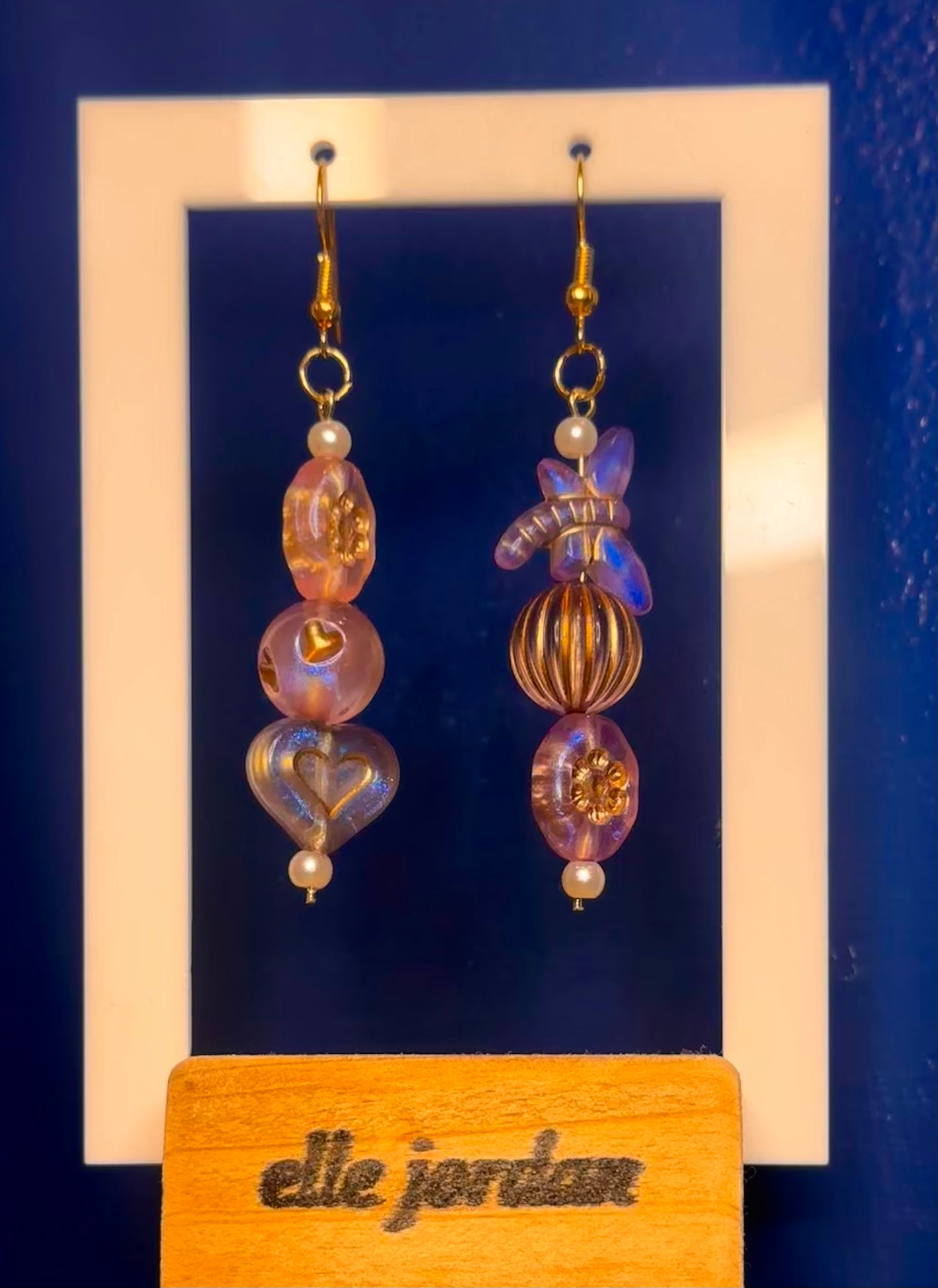 Gold Dangle with Variety Purple Boho Beads