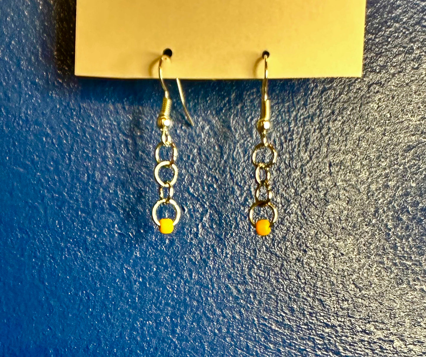 Silver Chain Dangle with a Burnt Yellow Bead