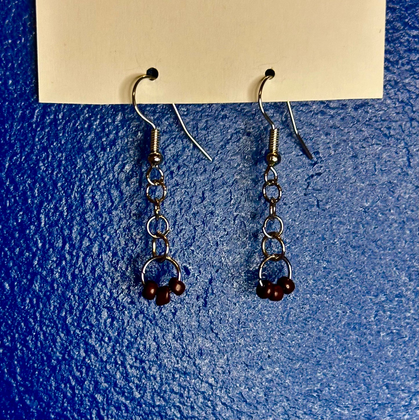 Silver Chain Dangle with Brown Beads
