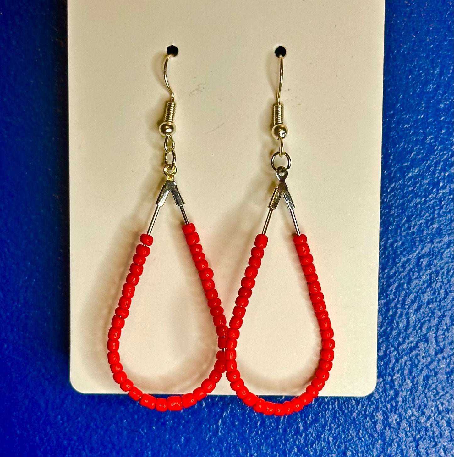 Silver Teardrop Dangle with Red Beads