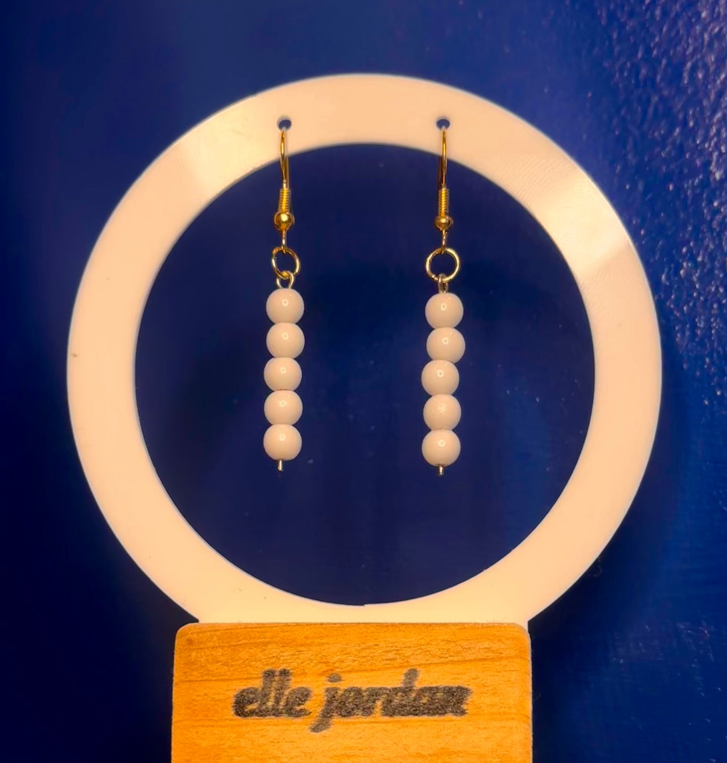 Gold Dangle with White Beads