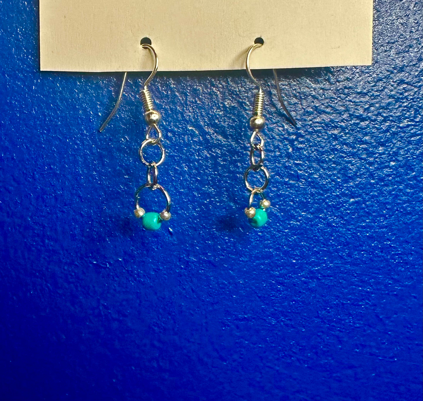Silver Chain Dangle with Teal and Silver Beads