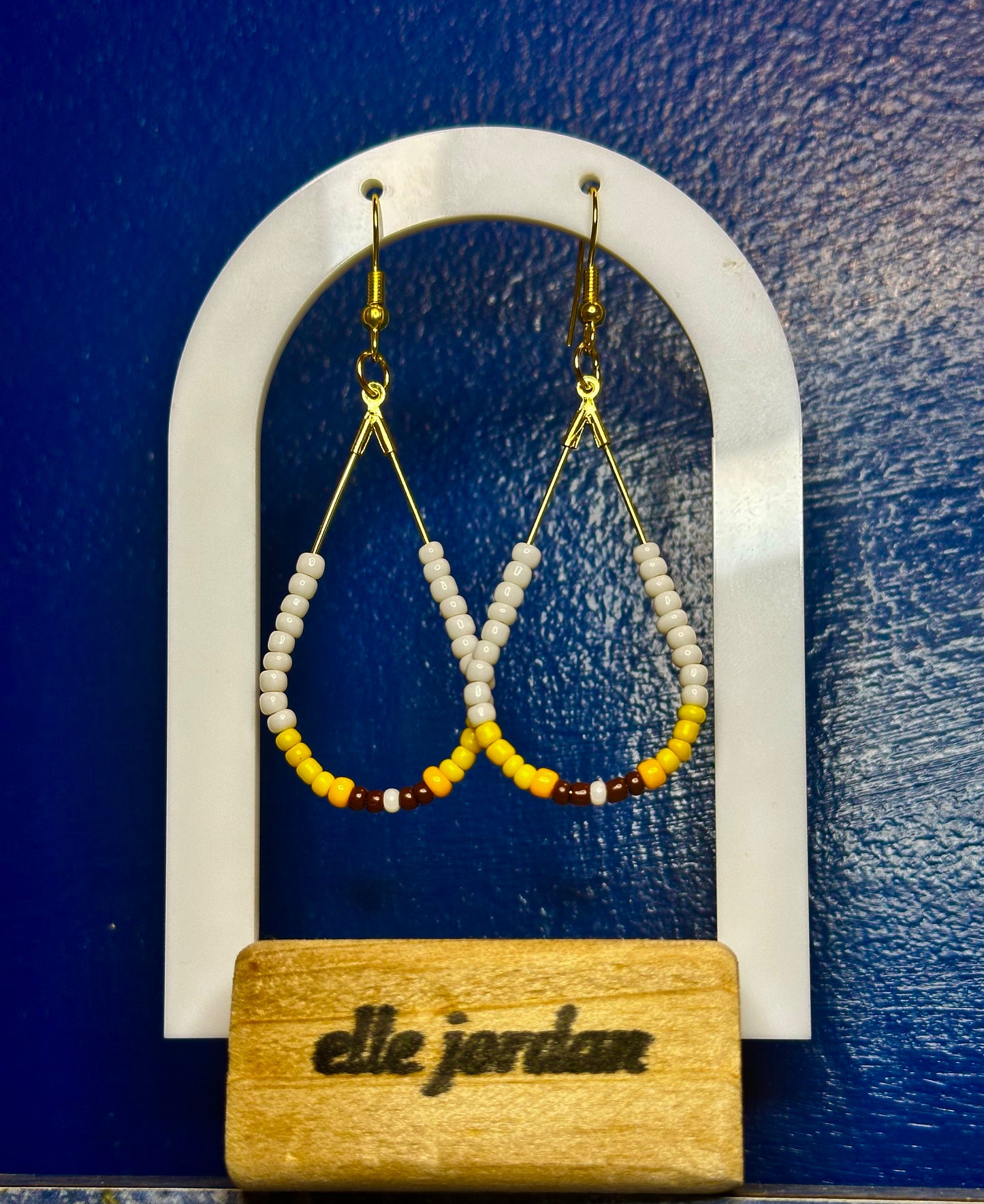 Gold Teardrop Sunflower-Themed Dangle