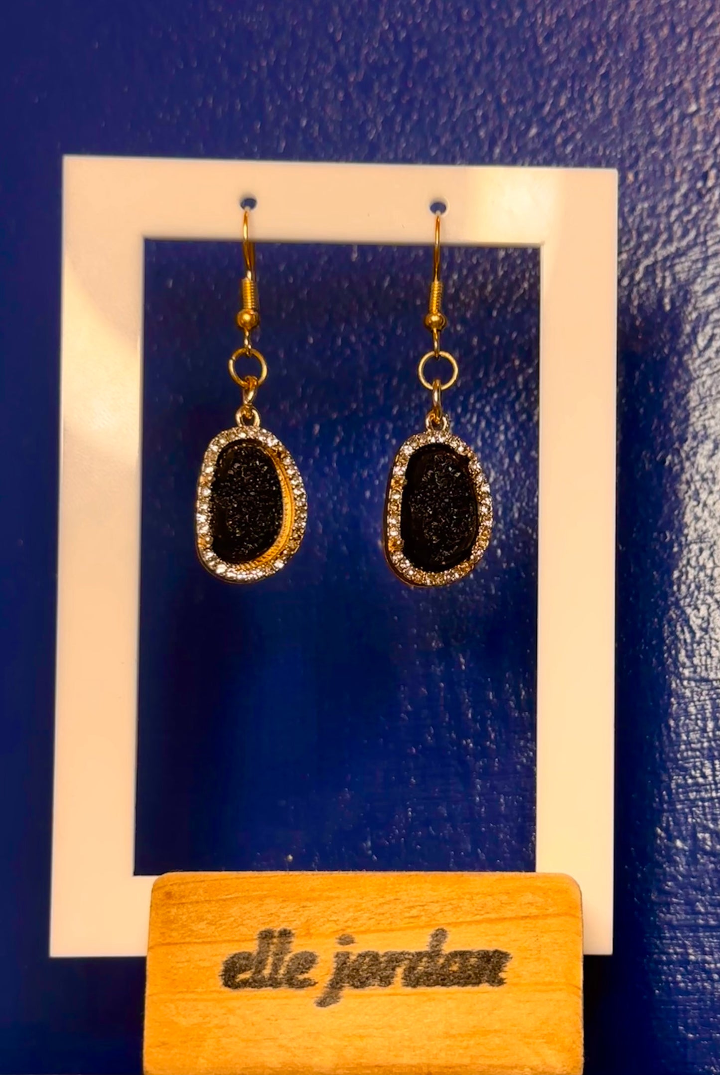 Gold Dangle with Gold Studded Black Rock Charm