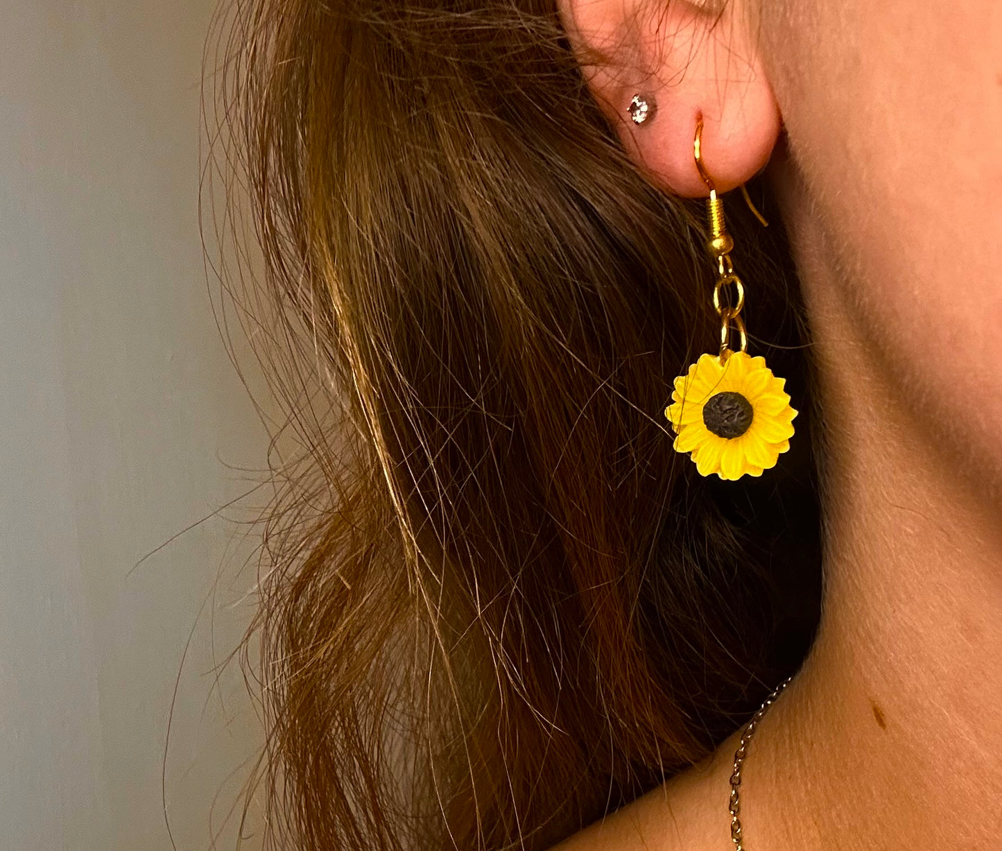 Gold Dangle with Sunflower Charm