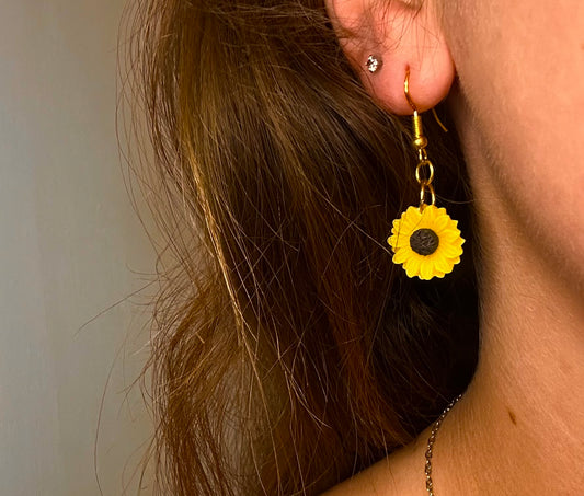 Gold Dangle with Sunflower Charm