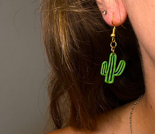 Gold Dangle with Cactus Charm