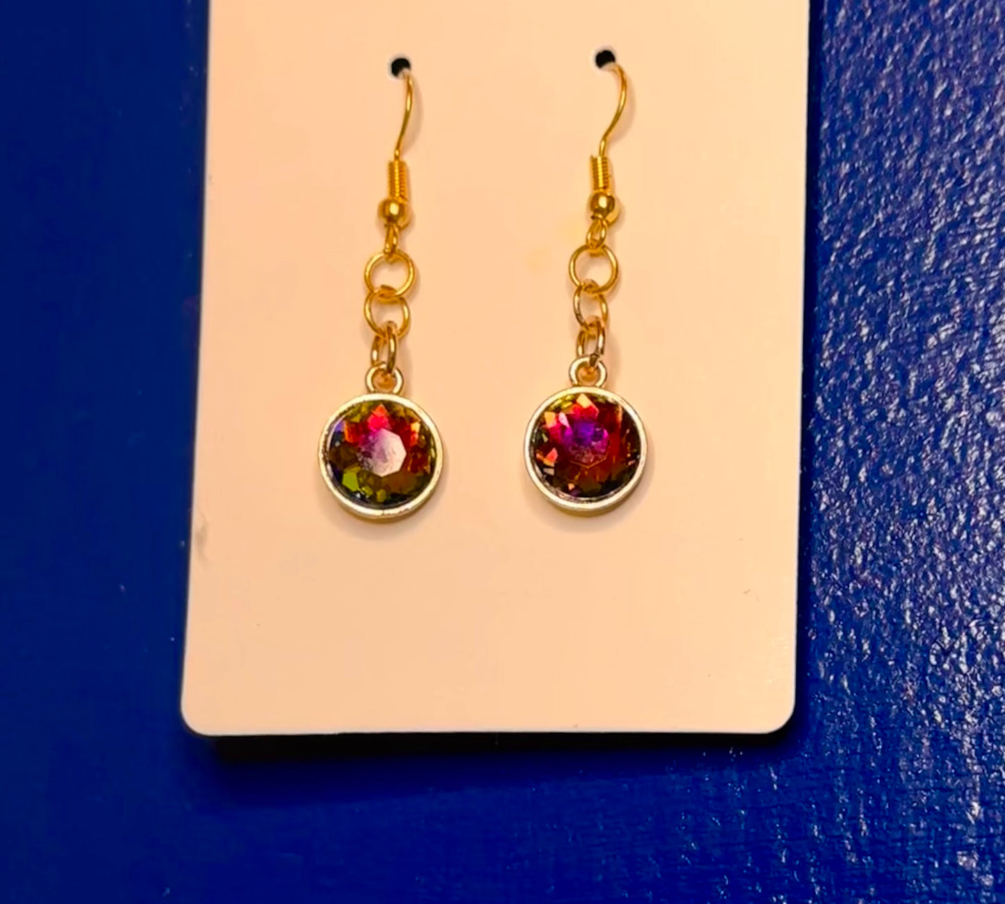 Gold Dangle with Iridescent Charm