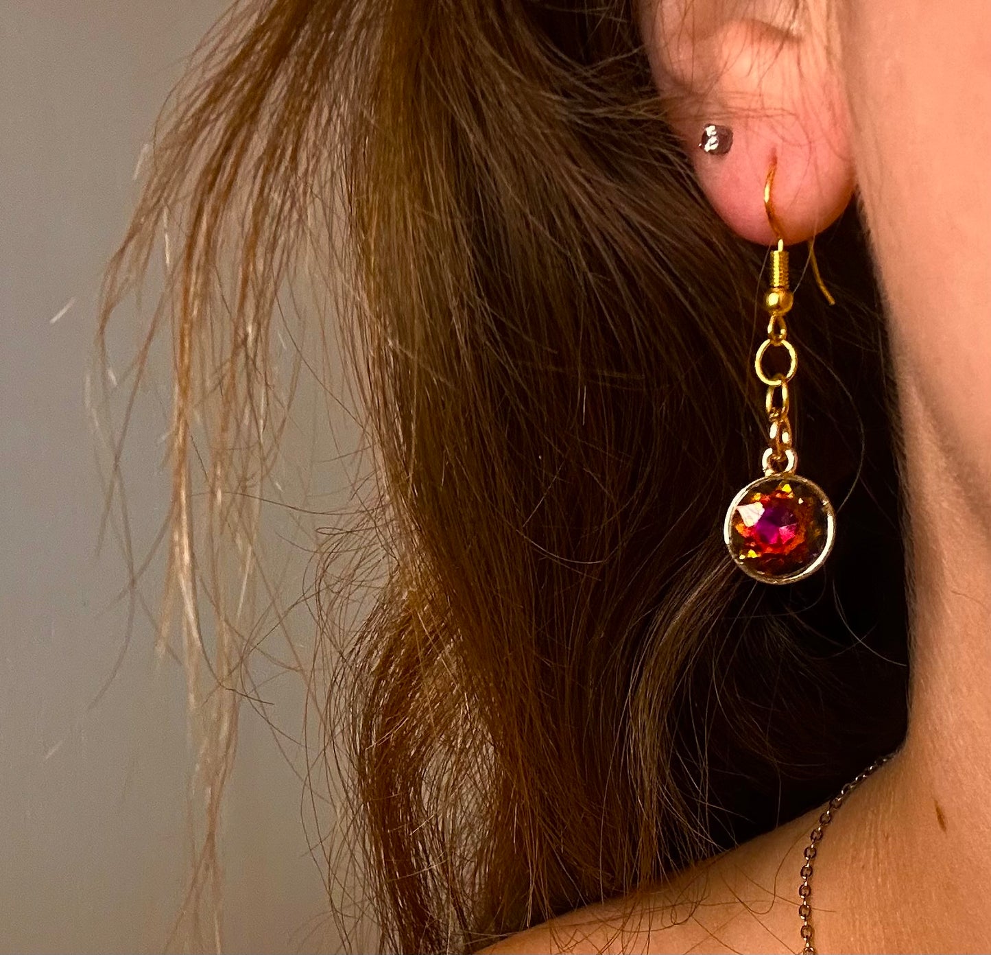 Gold Dangle with Iridescent Charm
