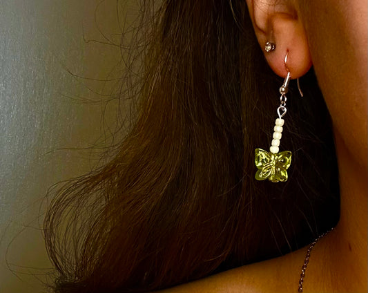 Silver Dangle with Butterfly Boho Bead
