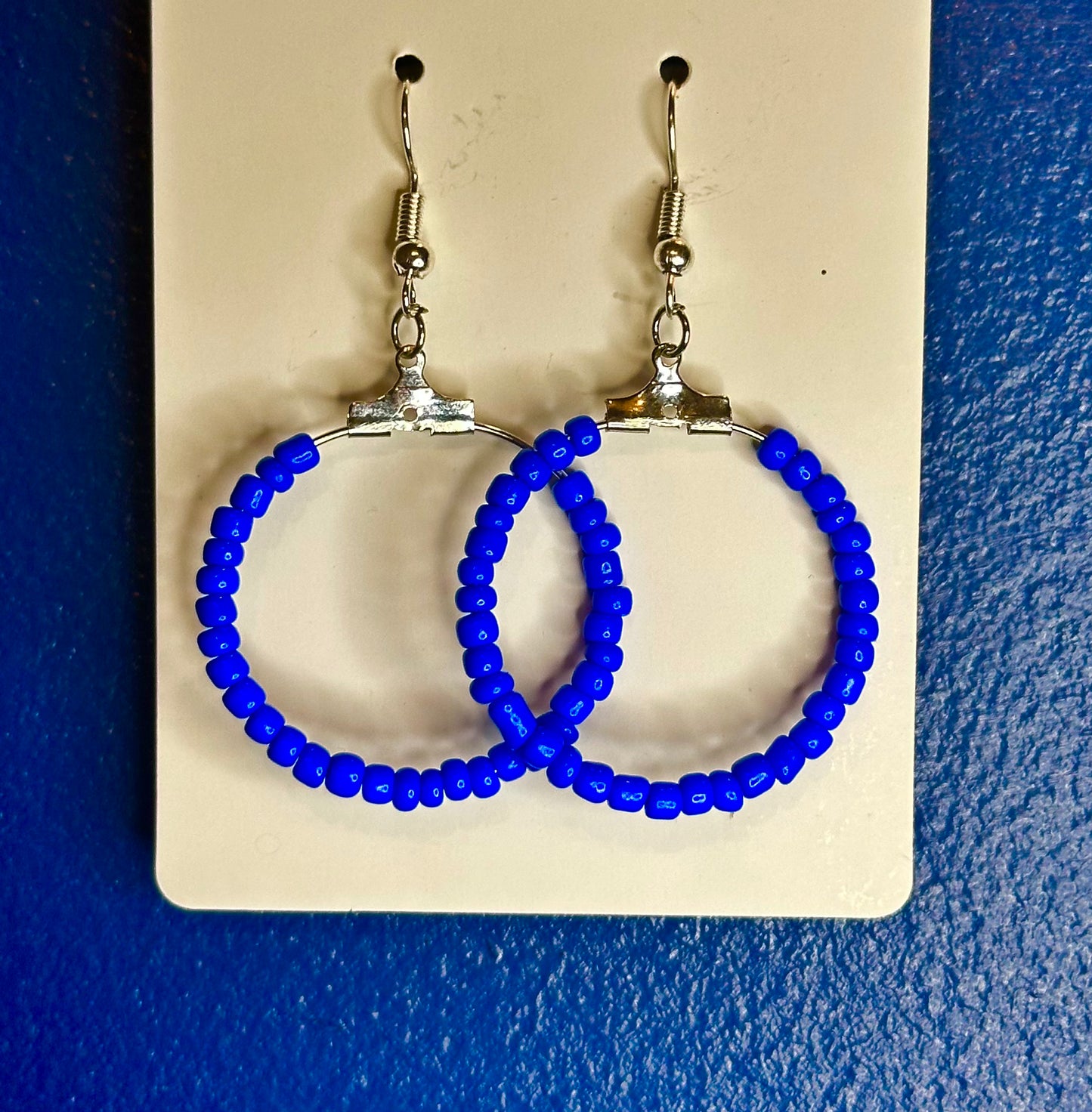 Silver Circle Dangle with Royal Blue Beads