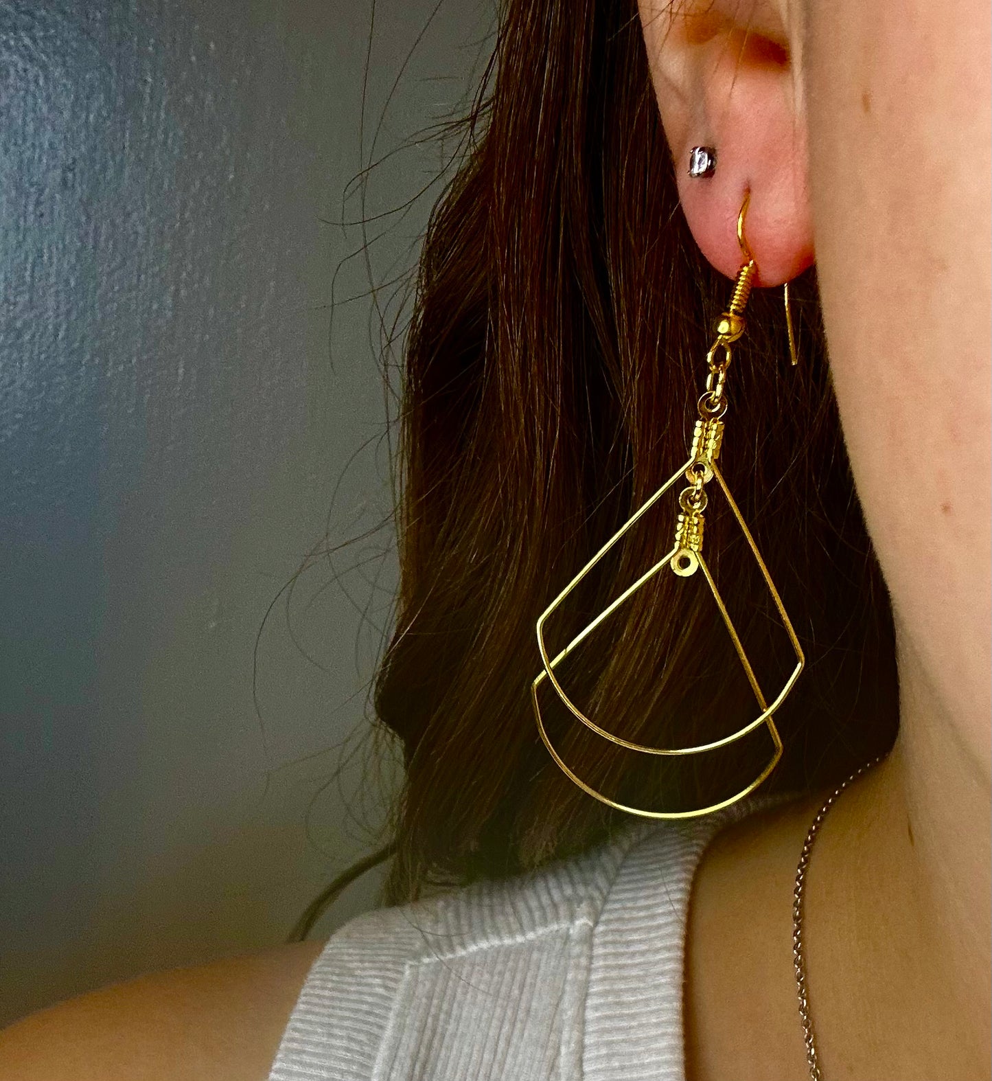 Gold Double-Stacked Cone Dangle
