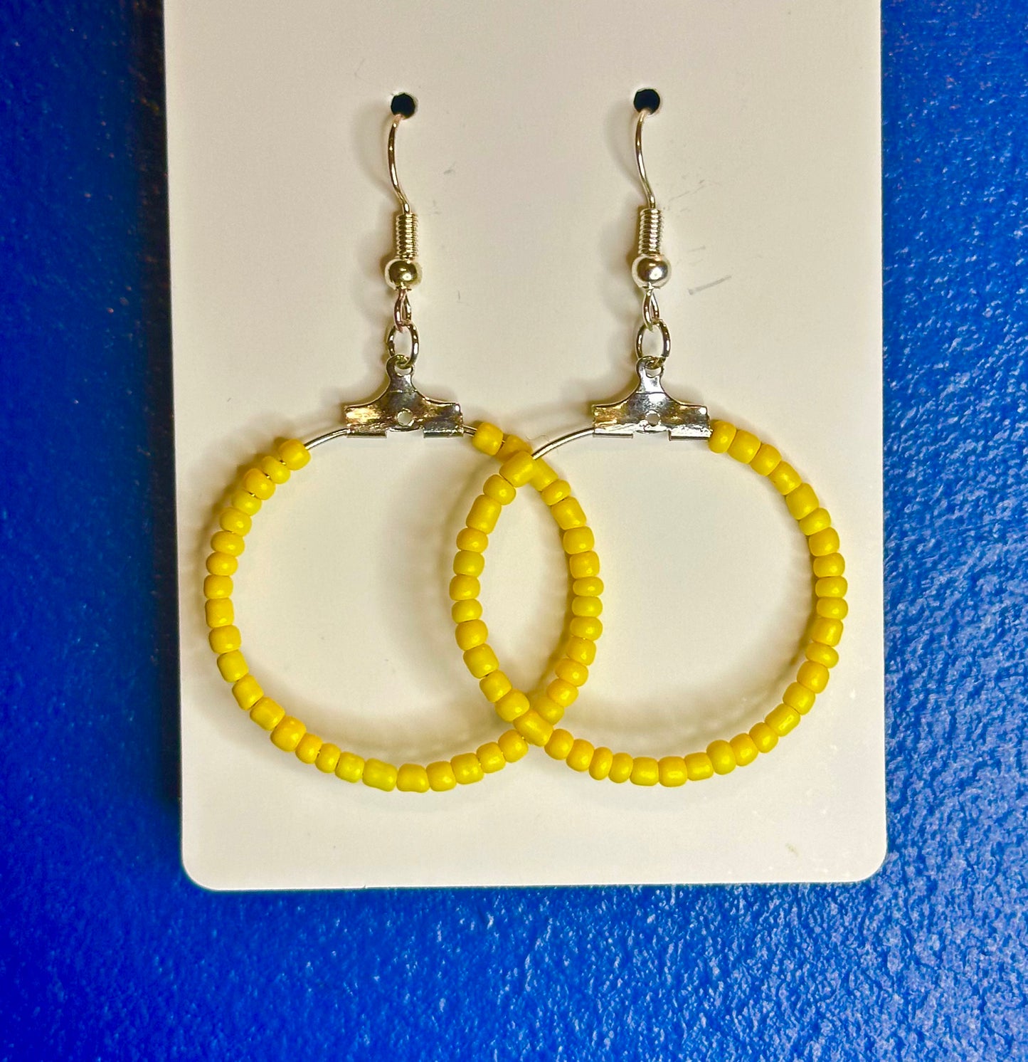 Silver Circle Dangle with Yellow Beads