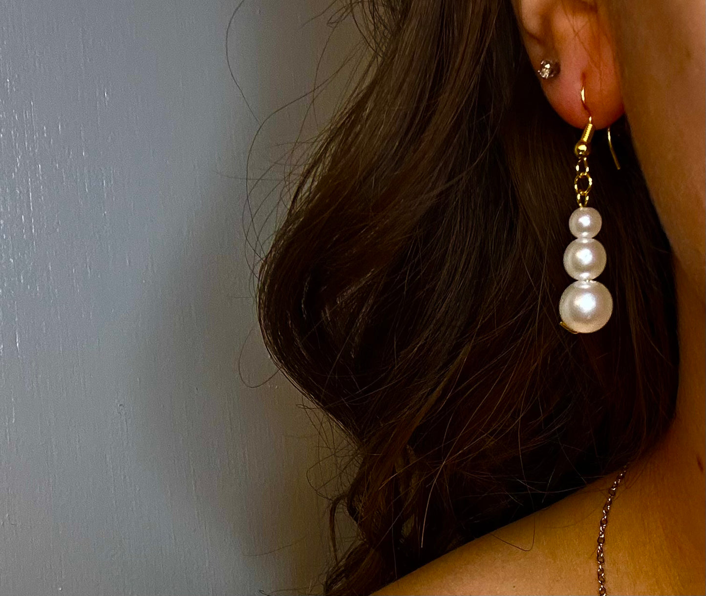 Gold Dangle with Pearl Beads