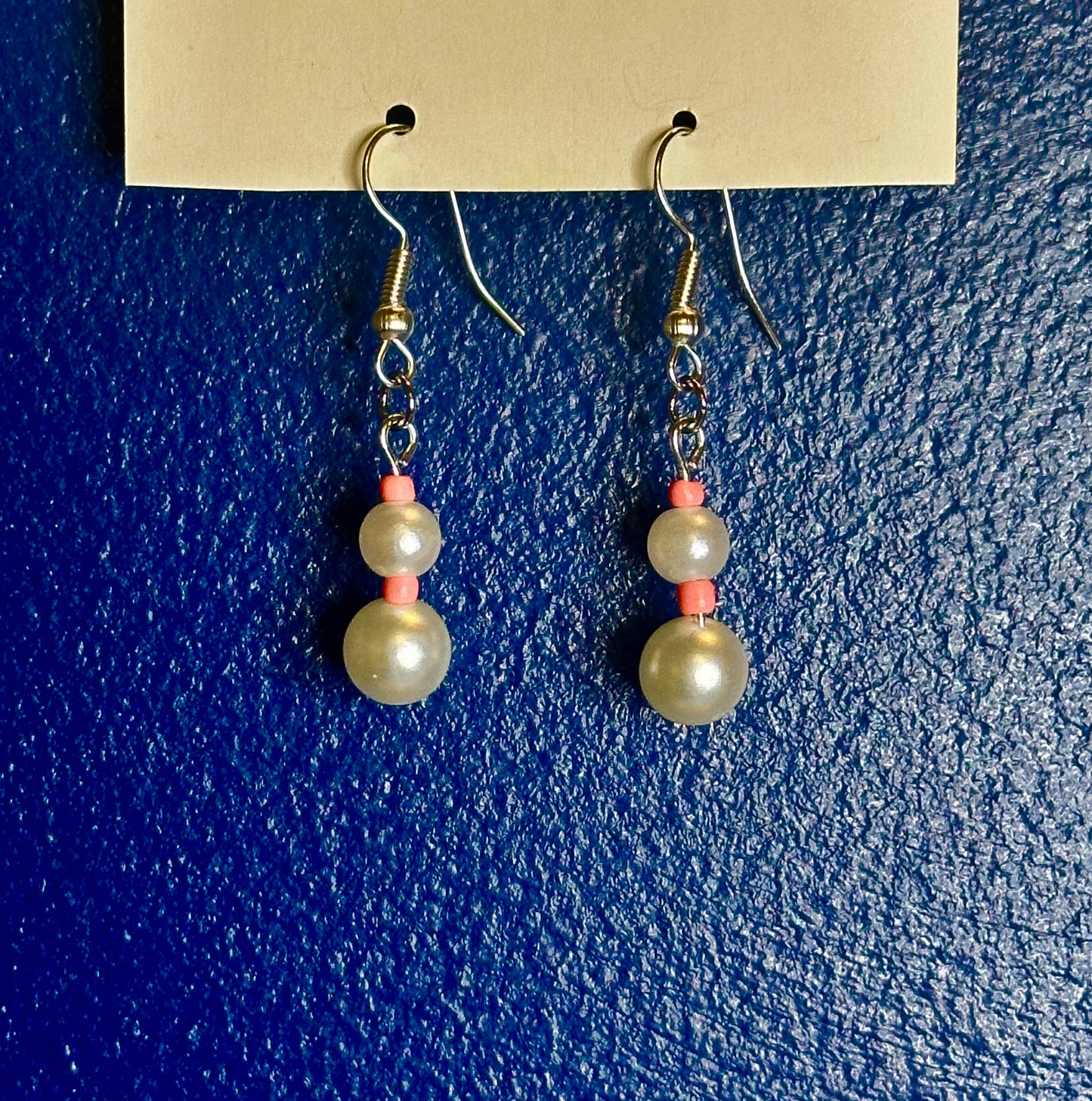 Silver Dangle with Pink and Pearl Beads