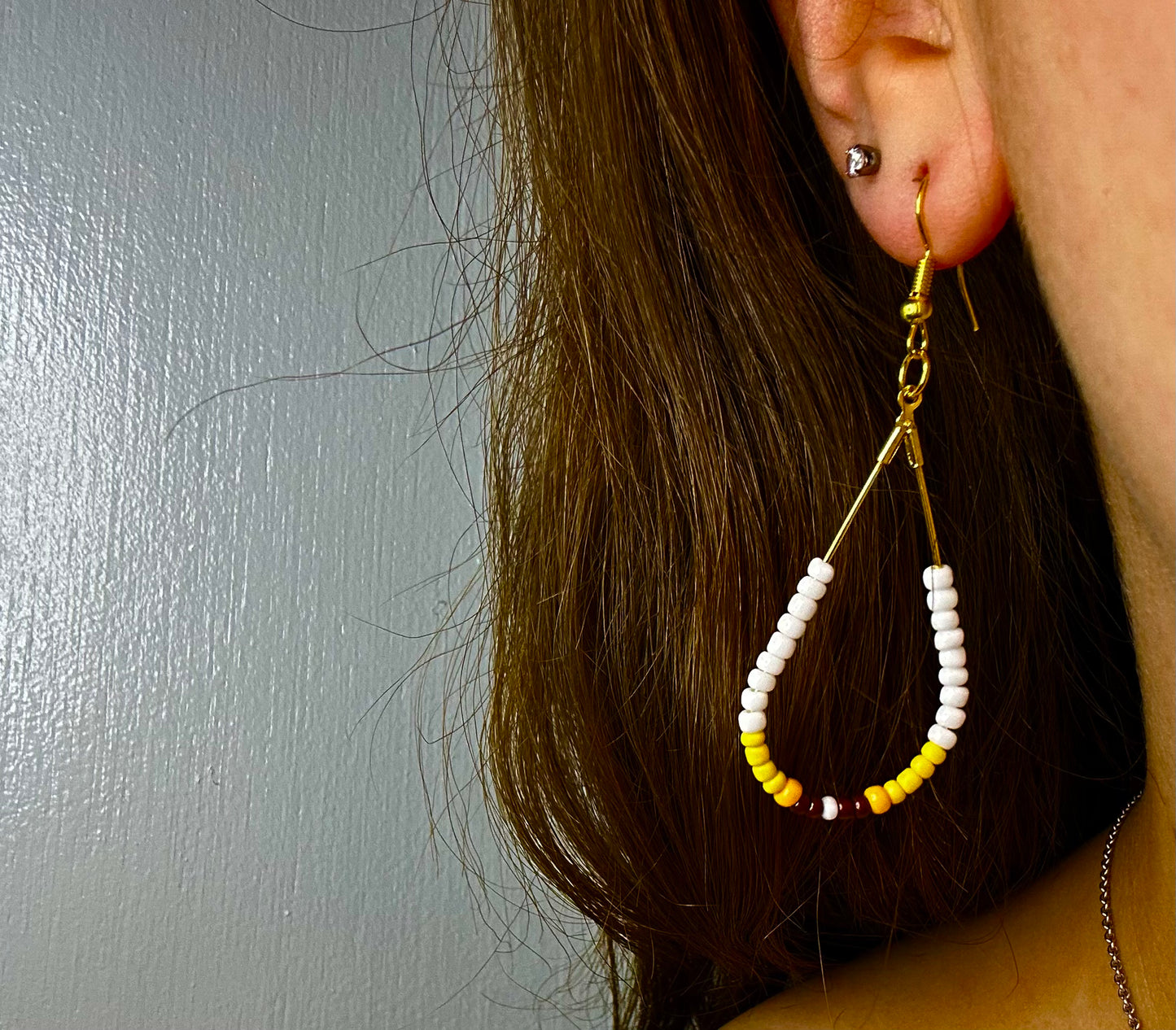 Gold Teardrop Sunflower-Themed Dangle