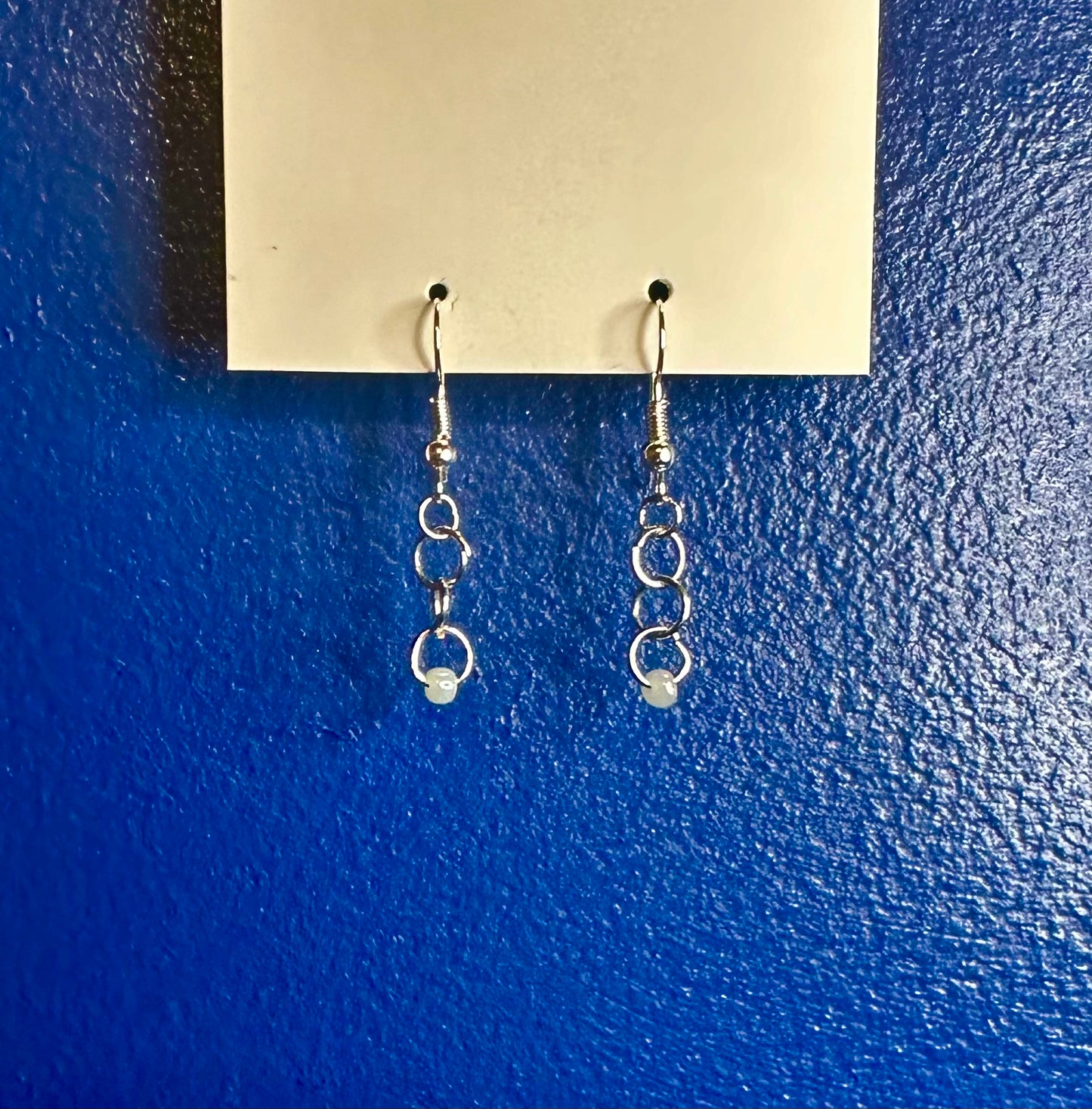 Silver Chain Dangle with Aqua Bead