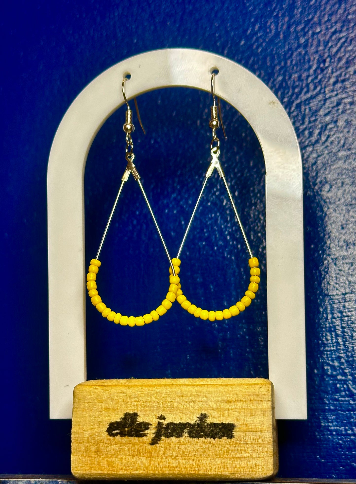 Silver Teardrop Dangle with Yellow Beads