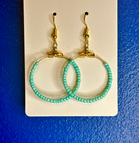 Gold Circle Dangle with Mint Green Beads