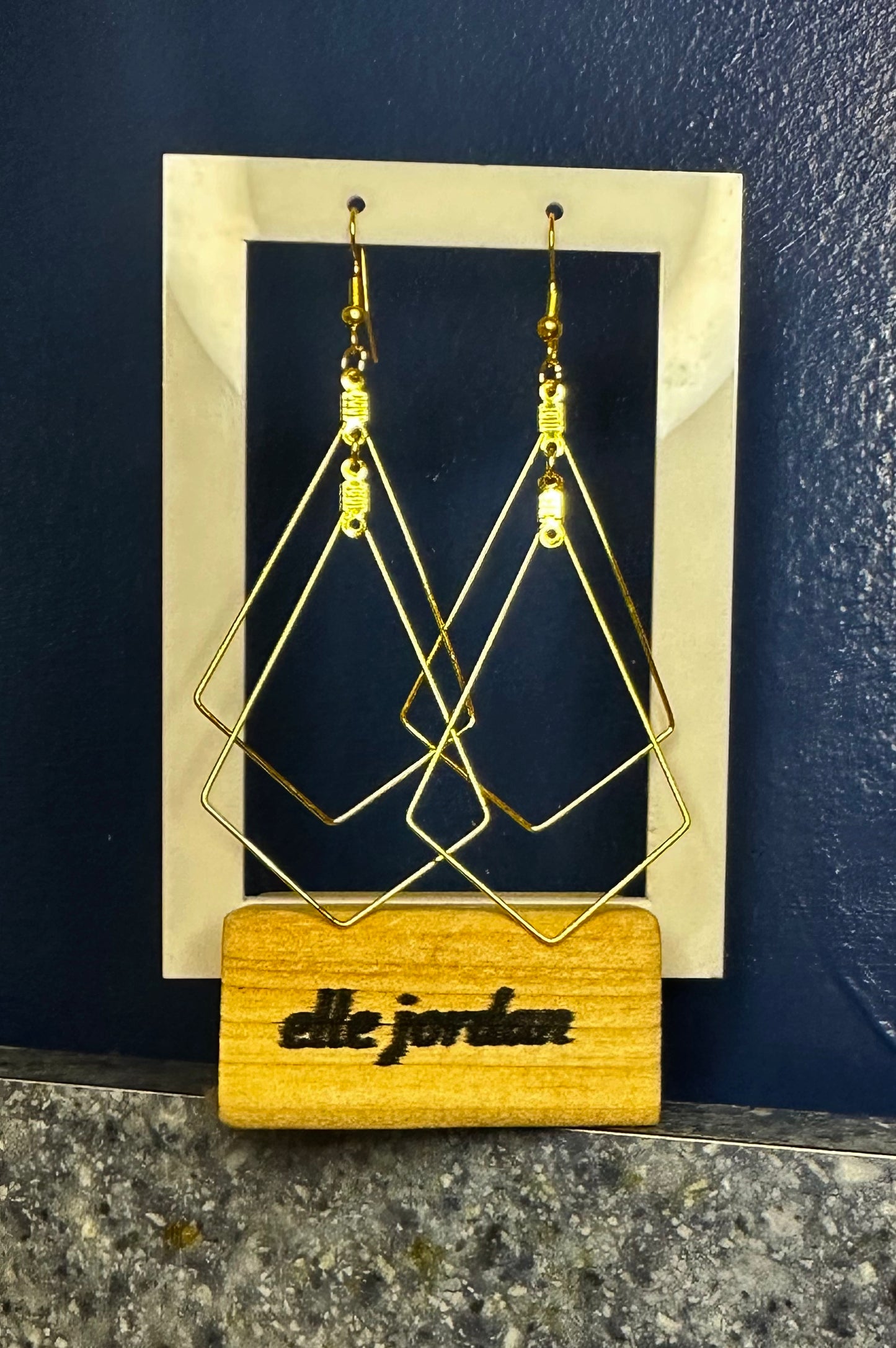 Gold Double-Stacked Diamond Dangle