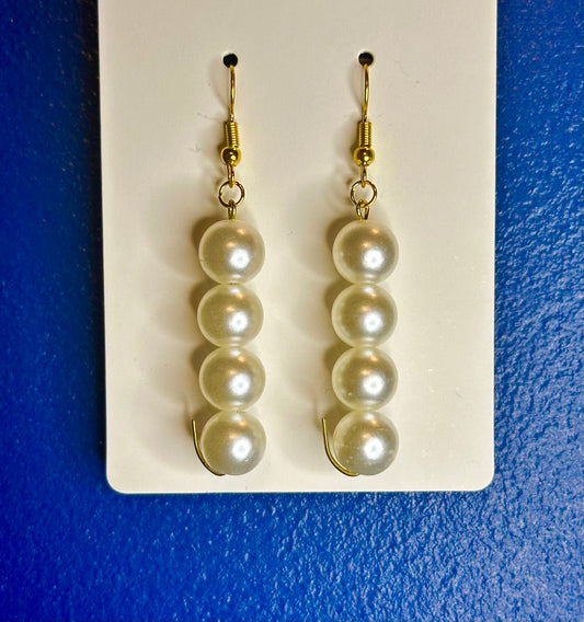 Gold Dangle with Large Pearl Beads