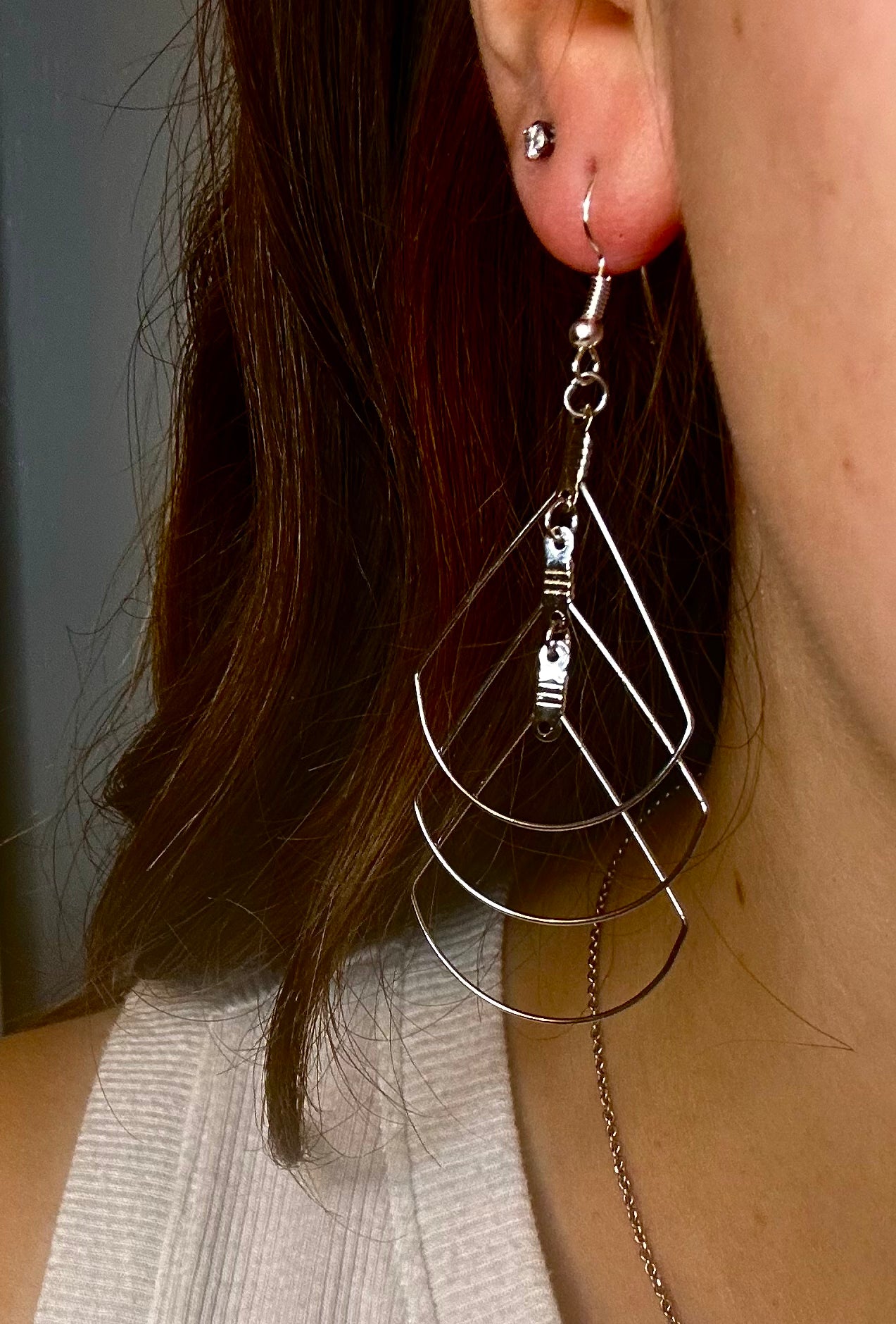 Silver Triple-Stacked Cone Dangle