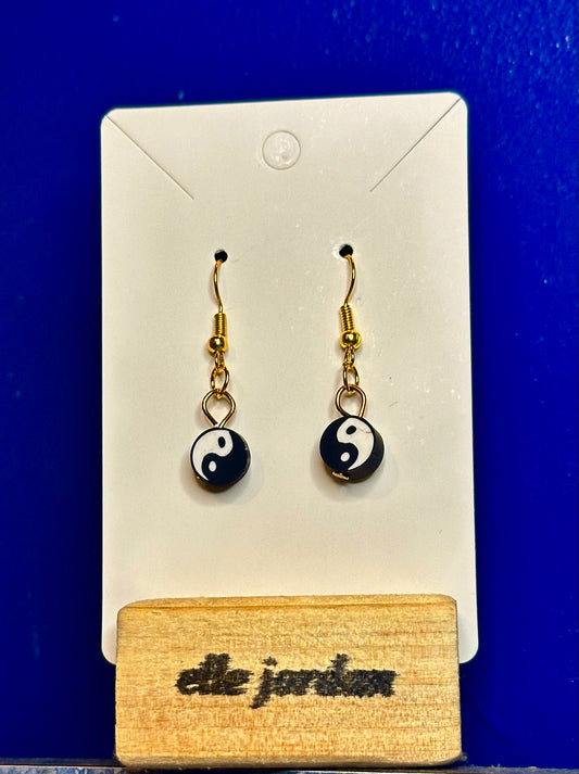 Gold Charm Dangle with Black and White Detail