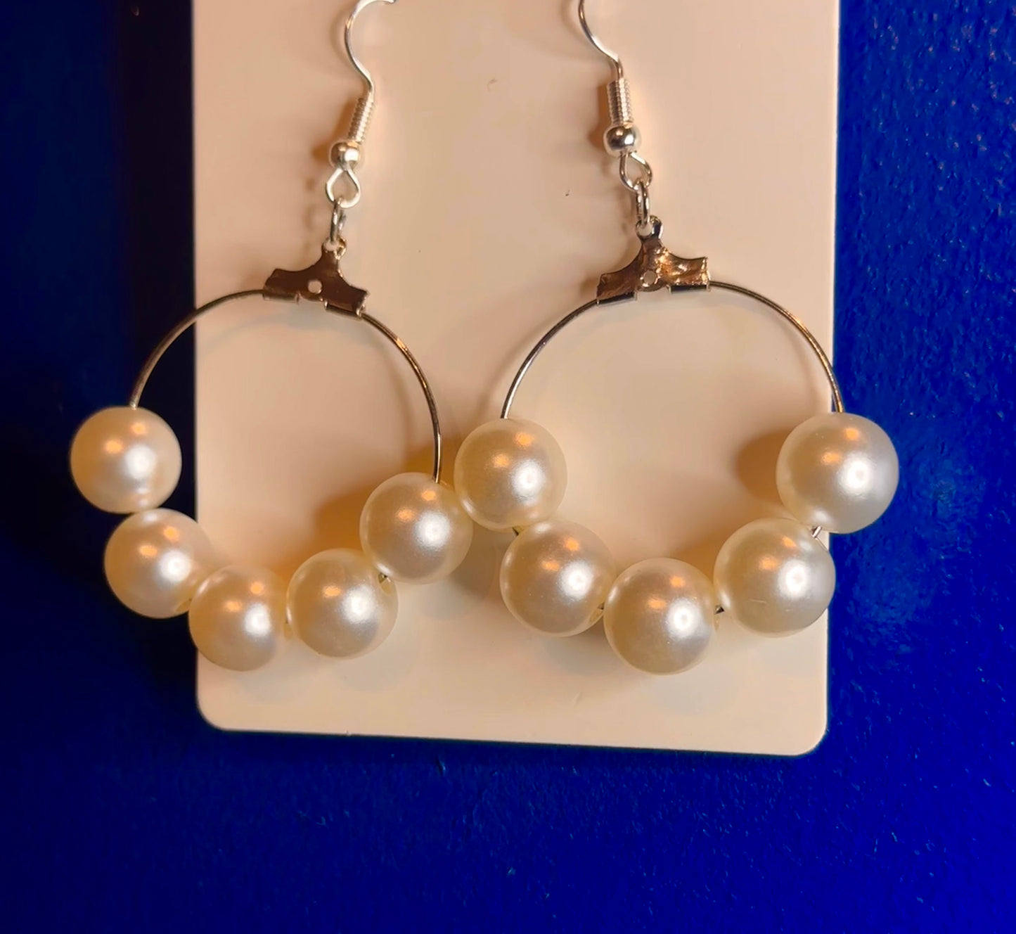Silver Circle Dangle with Large Pearl Beads