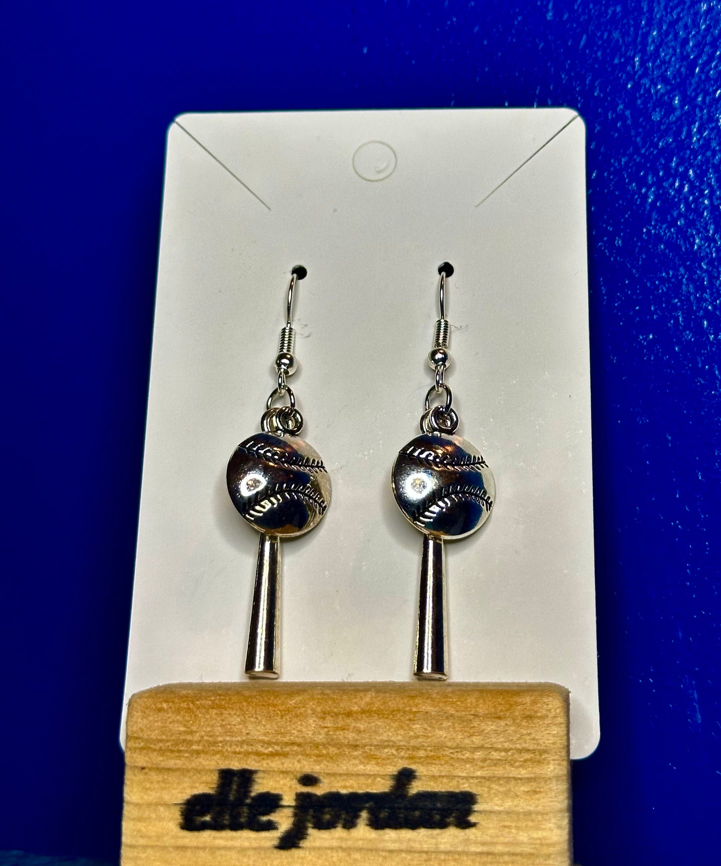 Silver Bat and Ball Charm Dangle