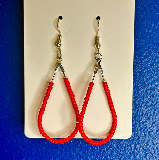 Silver Teardrop Dangle with Red Beads