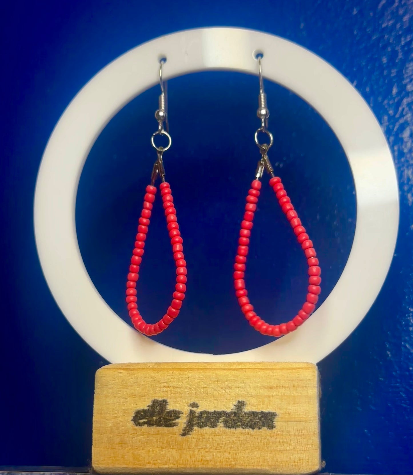 Silver Teardrop Dangle with Coral Beads