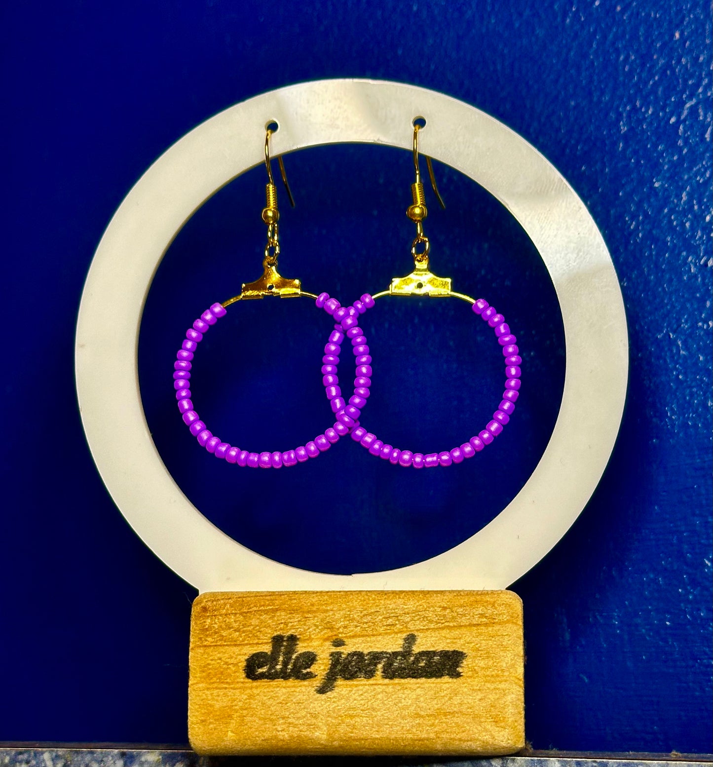 Gold Circle Dangle with Purple Beads