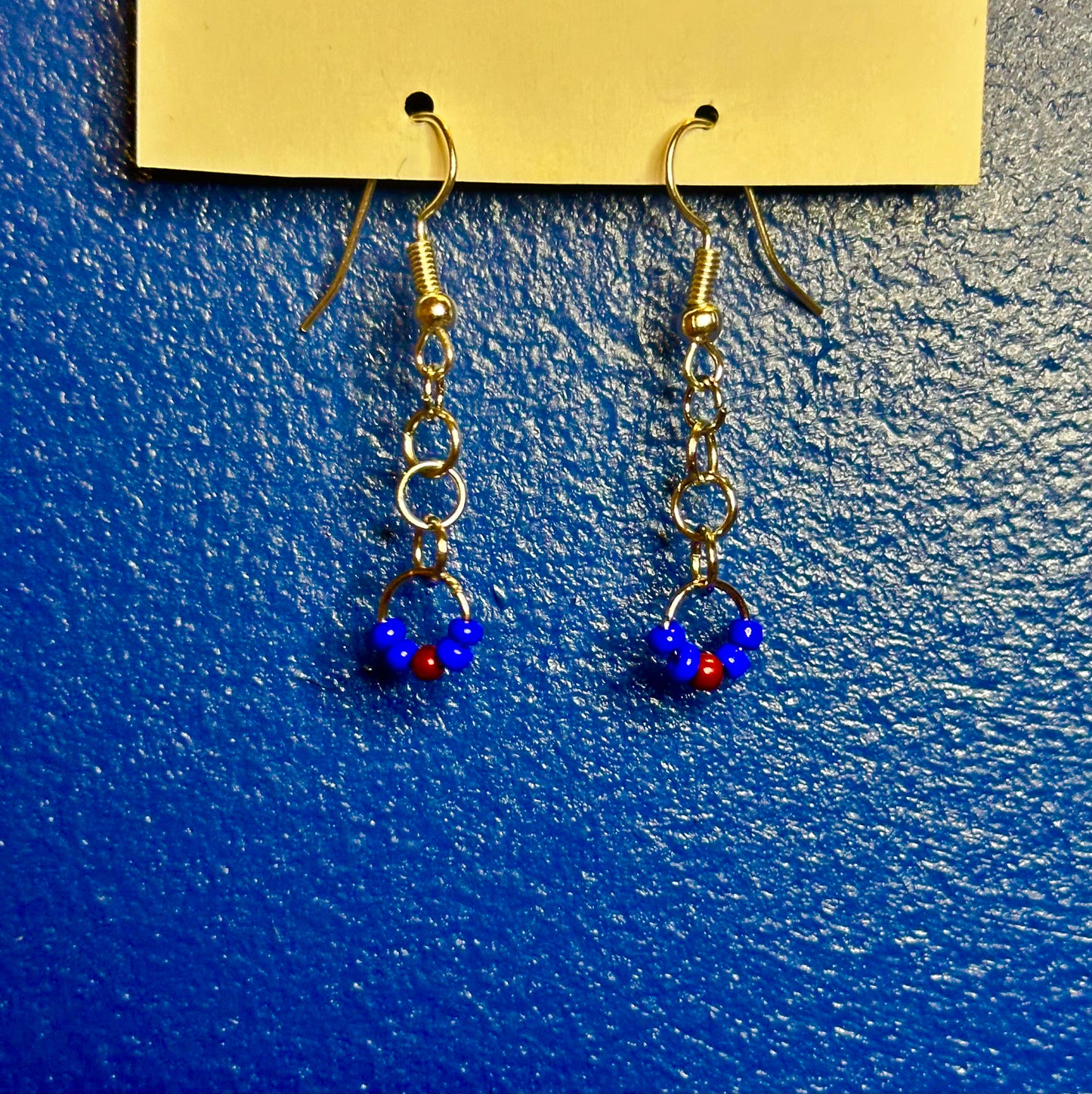 Silver Chain Dangle with Blue and Red Beads