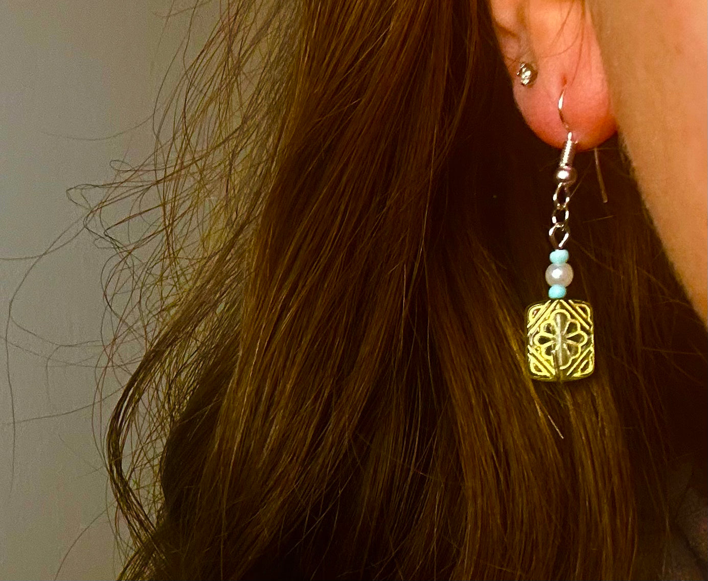 Silver Dangle with Blue Boho Bead