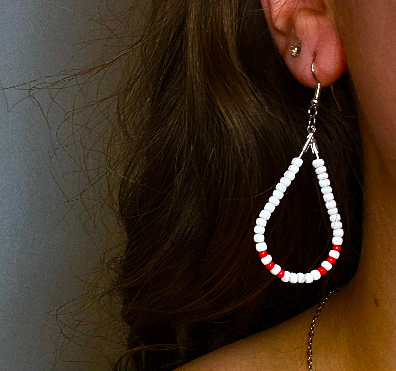 Silver Teardrop Baseball-Themed Dangle