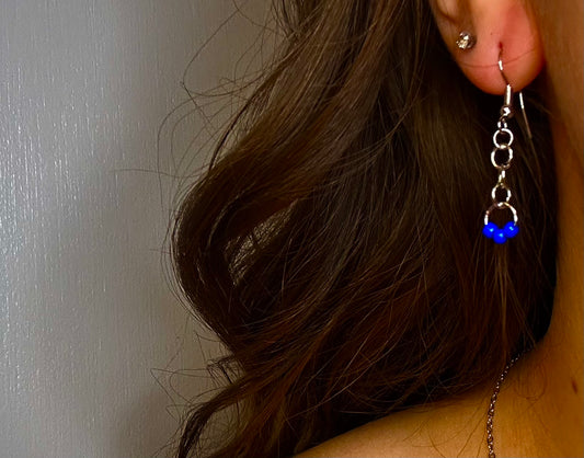 Silver Chain Dangle with Royal Blue Beads