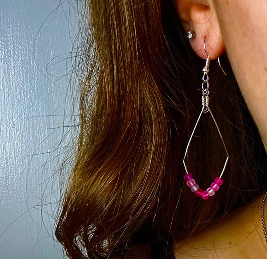 Small Silver Diamond Dangle with Variety Pink Beads