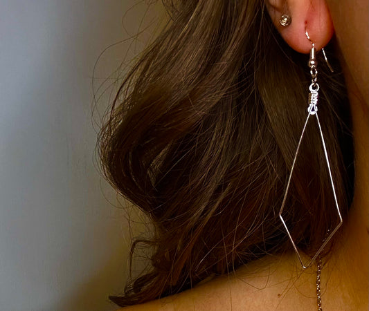 Thin Silver Diamond Dangle
