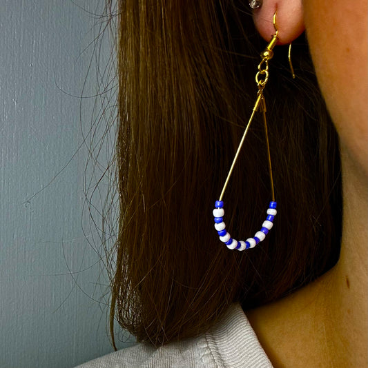Gold Teardrop Dangle with White and Lavendar Beads