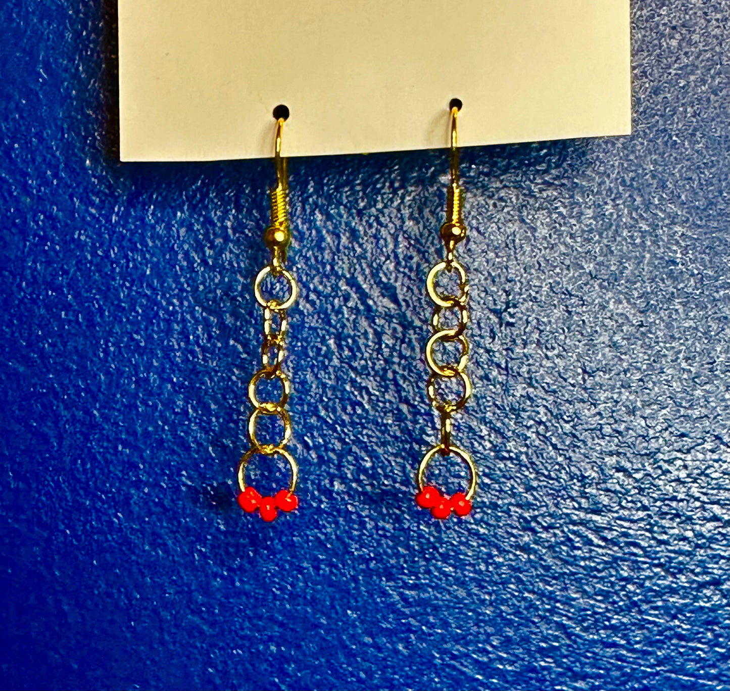 Gold Chain Dangle with Red Beads