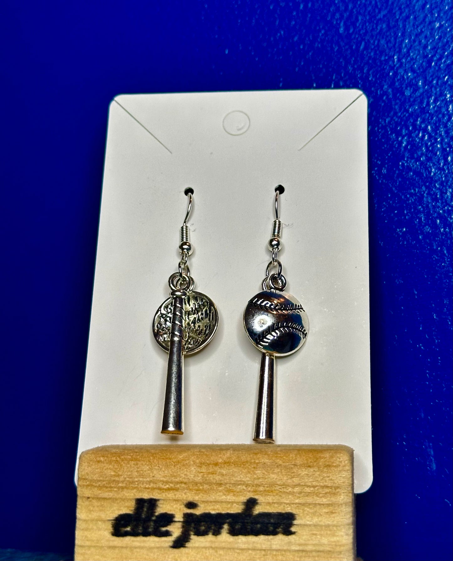 Silver Bat and Ball Charm Dangle