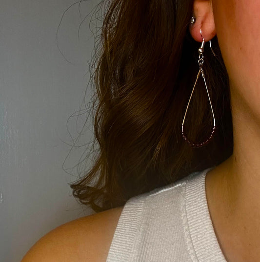 Silver Teardrop Dangle with Brown Beads