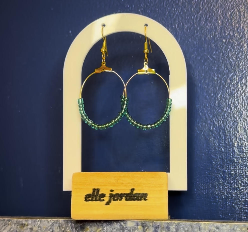 Gold Oval Dangle with Teal Beads