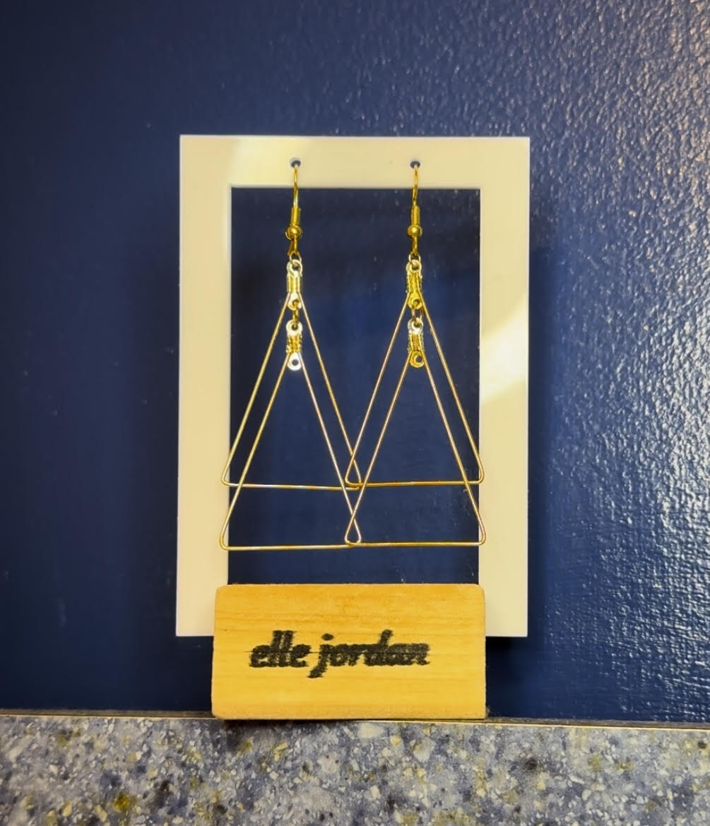Gold Double-Stacked Triangle Dangle